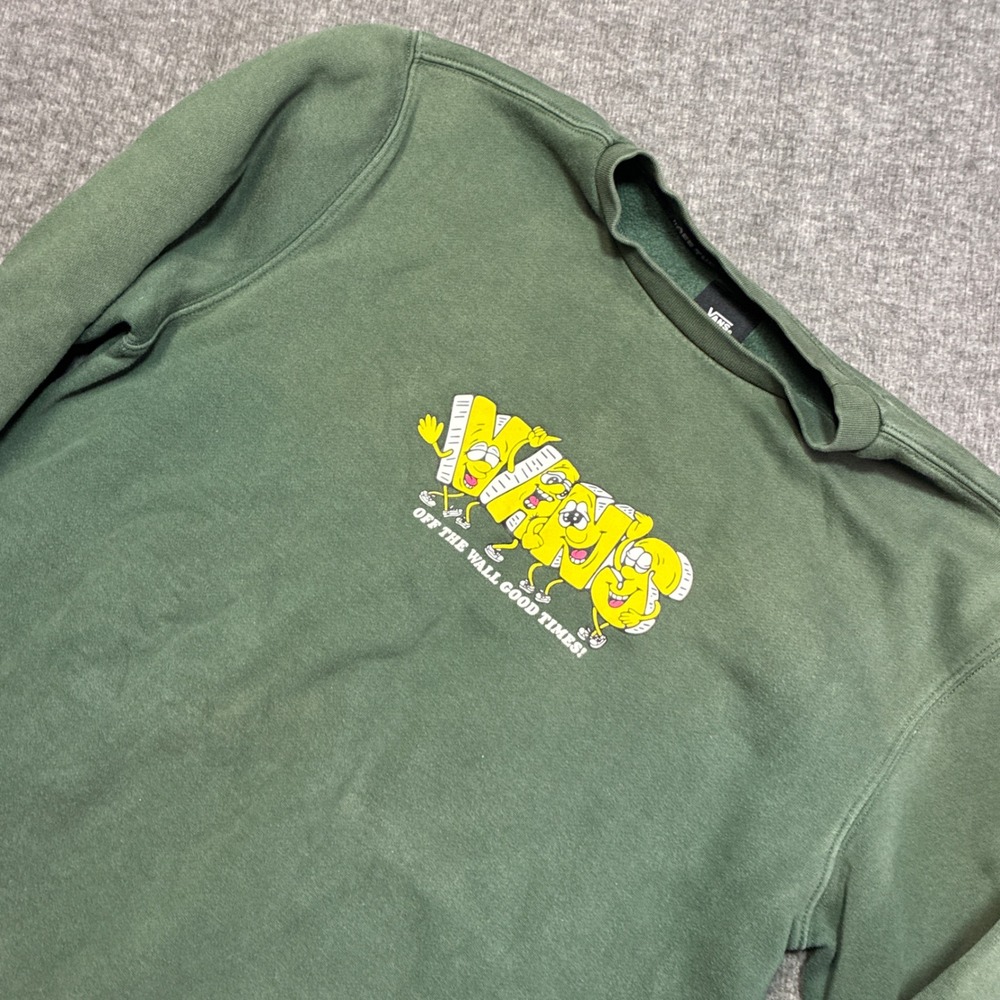 Vans Sweatshirt Mens Medium‎ Green Off The Wall Good Times Graphic Distressed